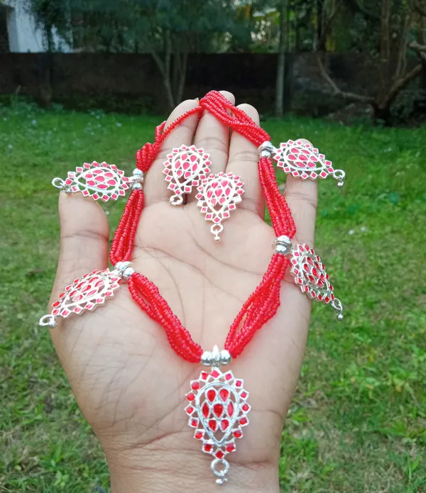 Assamese_Traditional_Silver_Red_Dugdugi_Galpata_Jewellery_Set_For_Women
